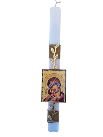 Picture of Jesus and Mary Easter Candle